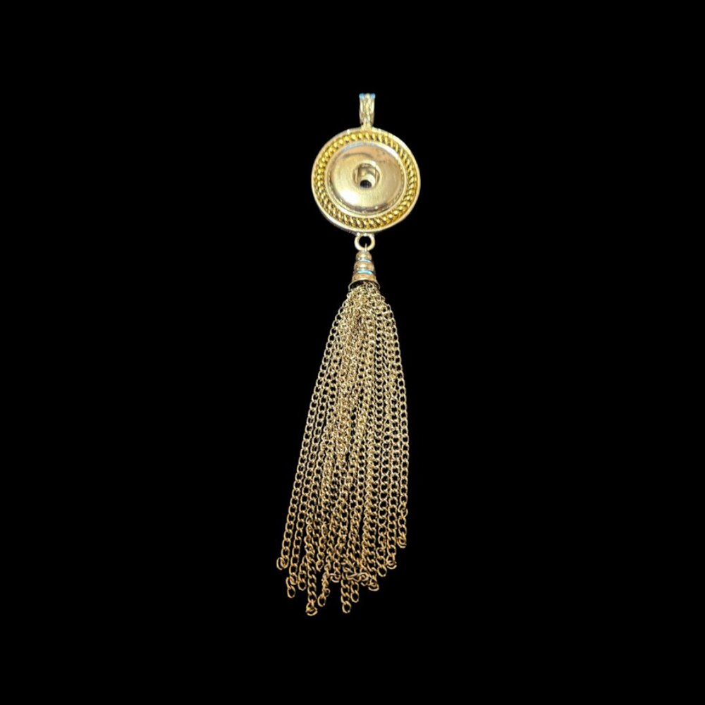 Gold Tone Snap Jewelry Pendant with Long Tassel